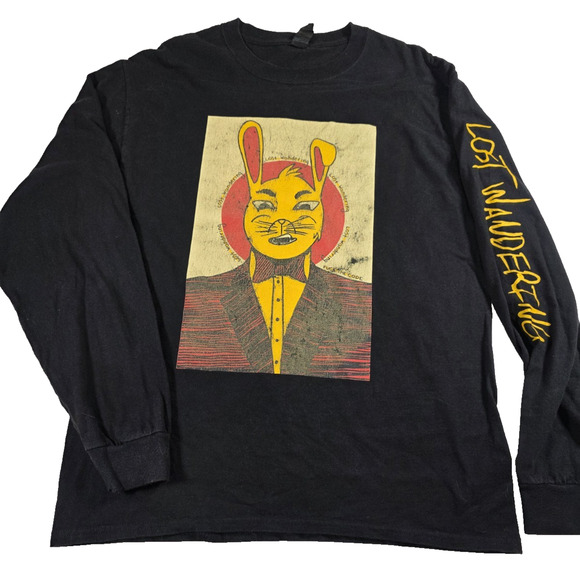 Lost Wandering Black Long Sleeve Rabbit Shirt Size Lg - Picture 1 of 5